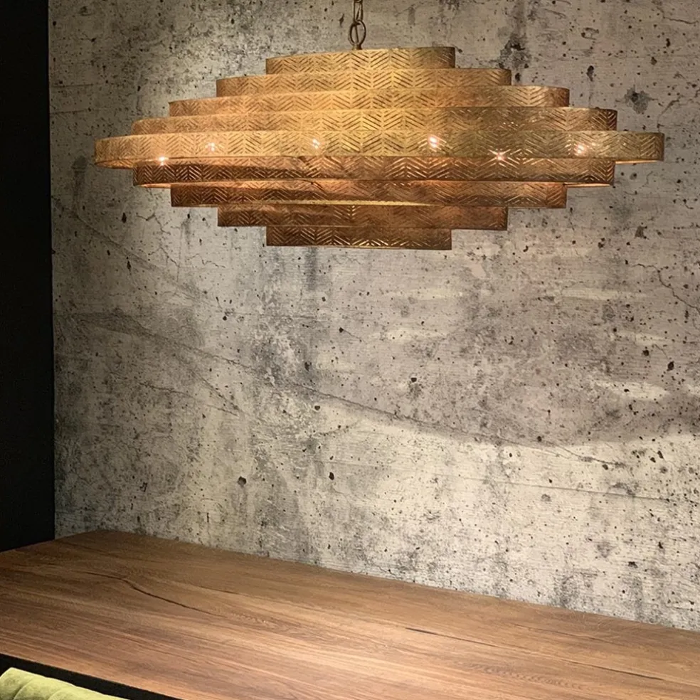 New Straluma Grote metalen hanglamp ovaal brons