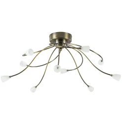 Outlet Straluma Grote plafondlamp brons met wit glas inclusief LED