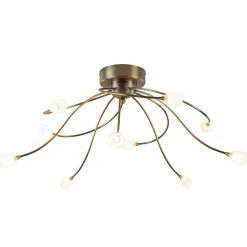 Outlet Straluma Grote plafondlamp brons met wit glas inclusief LED