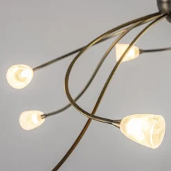 Outlet Straluma Grote plafondlamp brons met wit glas inclusief LED