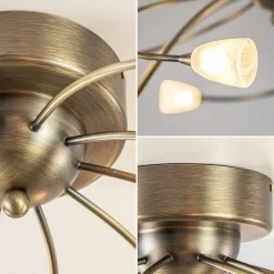 Outlet Straluma Grote plafondlamp brons met wit glas inclusief LED