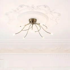 Outlet Straluma Grote plafondlamp brons met wit glas inclusief LED