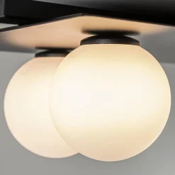 Store Straluma Grote plafondlamp rechthoekig zwart met witte bollen