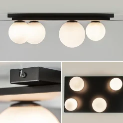 Store Straluma Grote plafondlamp rechthoekig zwart met witte bollen