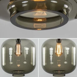 Discount Straluma Grote plafondlamp smoke glas met mat zwart