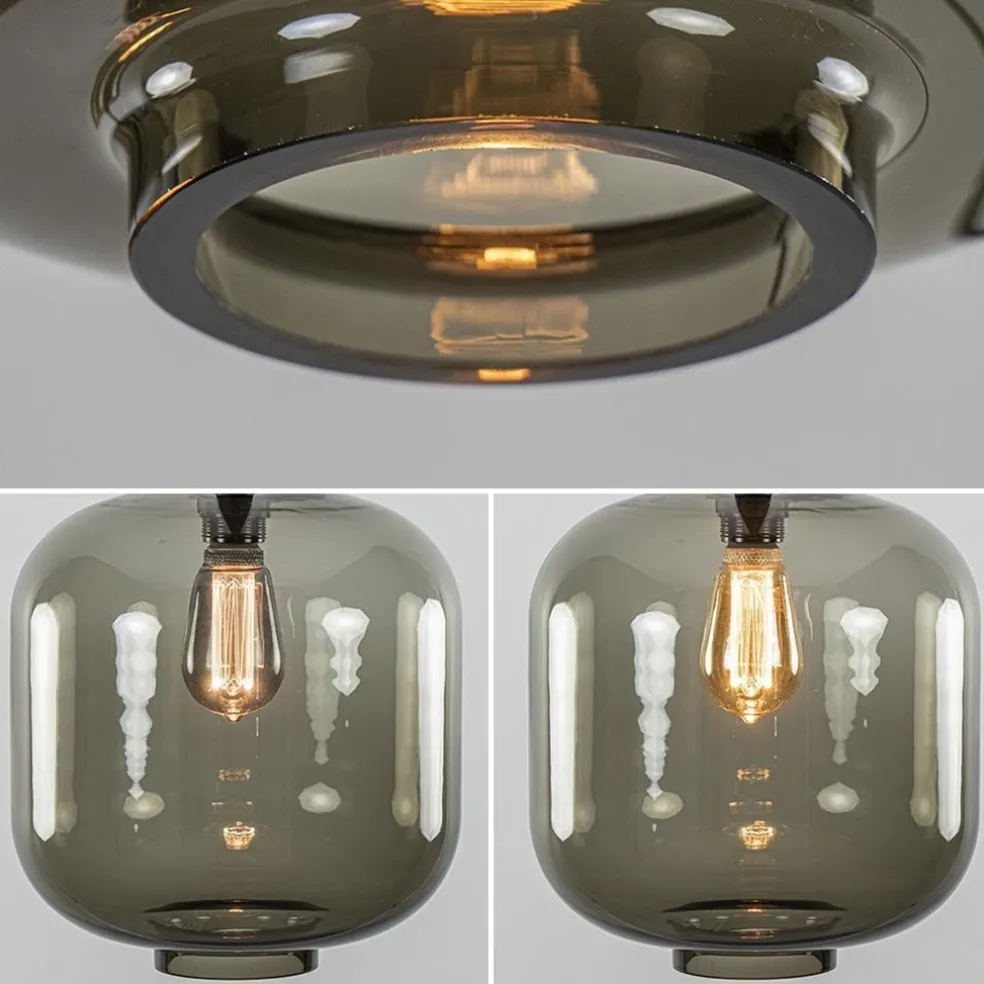 Discount Straluma Grote plafondlamp smoke glas met mat zwart