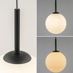 Best Sale Straluma Grote retro hanglamp opaal glas met zwart