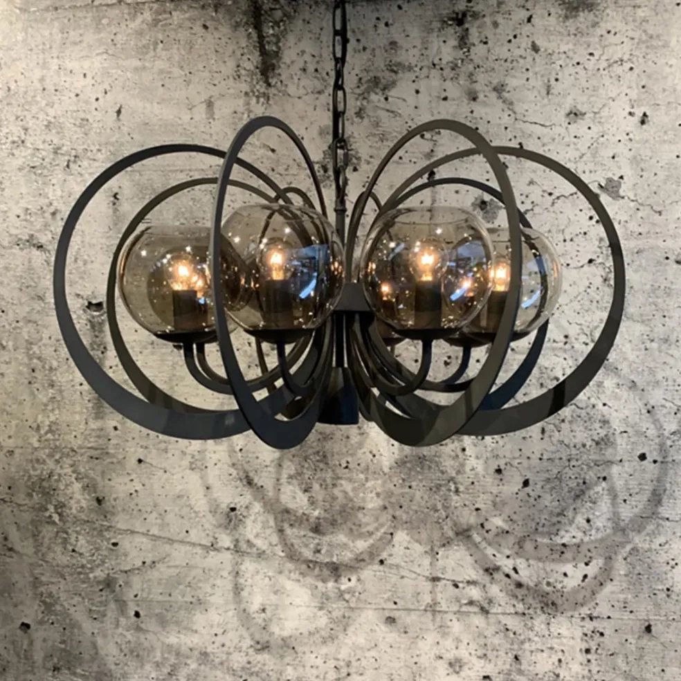 Best Straluma Grote ronde hanglamp metaal met smoke glas en spot