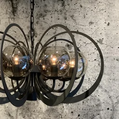 Best Straluma Grote ronde hanglamp metaal met smoke glas en spot