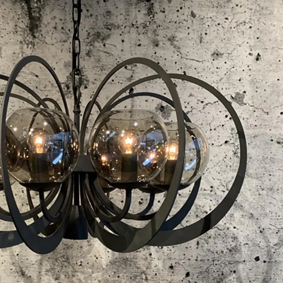 Best Straluma Grote ronde hanglamp metaal met smoke glas en spot