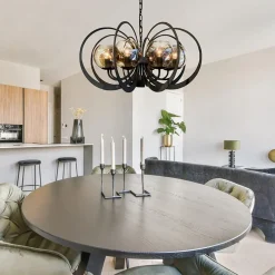 Best Straluma Grote ronde hanglamp metaal met smoke glas en spot