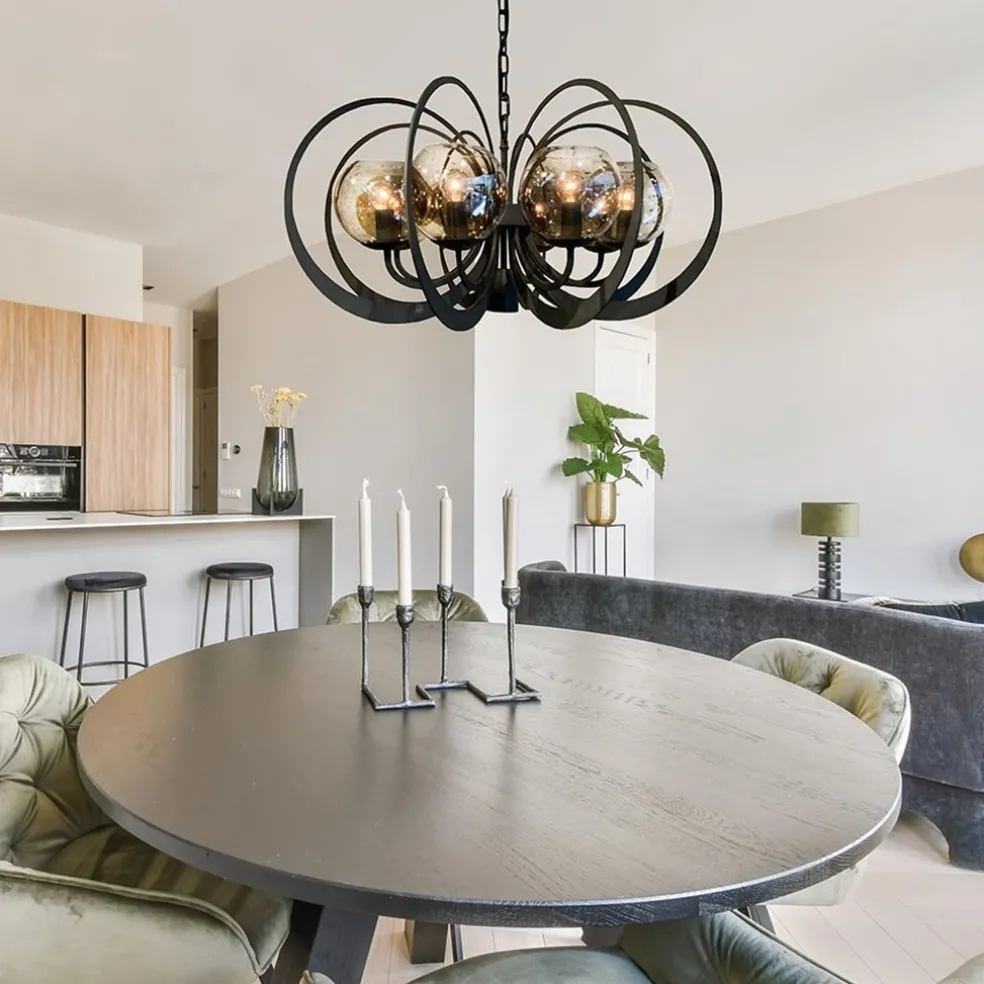 Best Straluma Grote ronde hanglamp metaal met smoke glas en spot