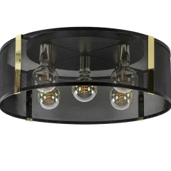 Best Straluma Grote ronde plafondlamp zwart gaas met goud