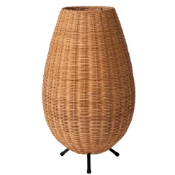 New Straluma Grote rotan tafellamp naturel met zwarte pootjes