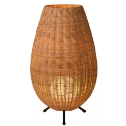 New Straluma Grote rotan tafellamp naturel met zwarte pootjes