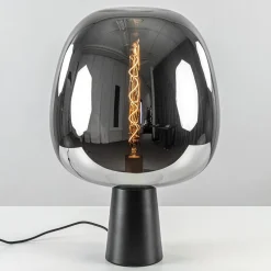 Cheap Straluma Grote tafellamp Amarah zwart met smoke glazen kap