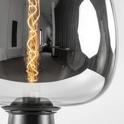 Cheap Straluma Grote tafellamp Amarah zwart met smoke glazen kap