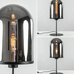 Best Sale Straluma Grote tafellamp Maverick mat zwart met smoke glas