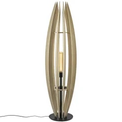 Fashion Straluma Grote vloerlamp blank hout met mat zwarte voet