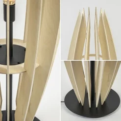 Fashion Straluma Grote vloerlamp blank hout met mat zwarte voet
