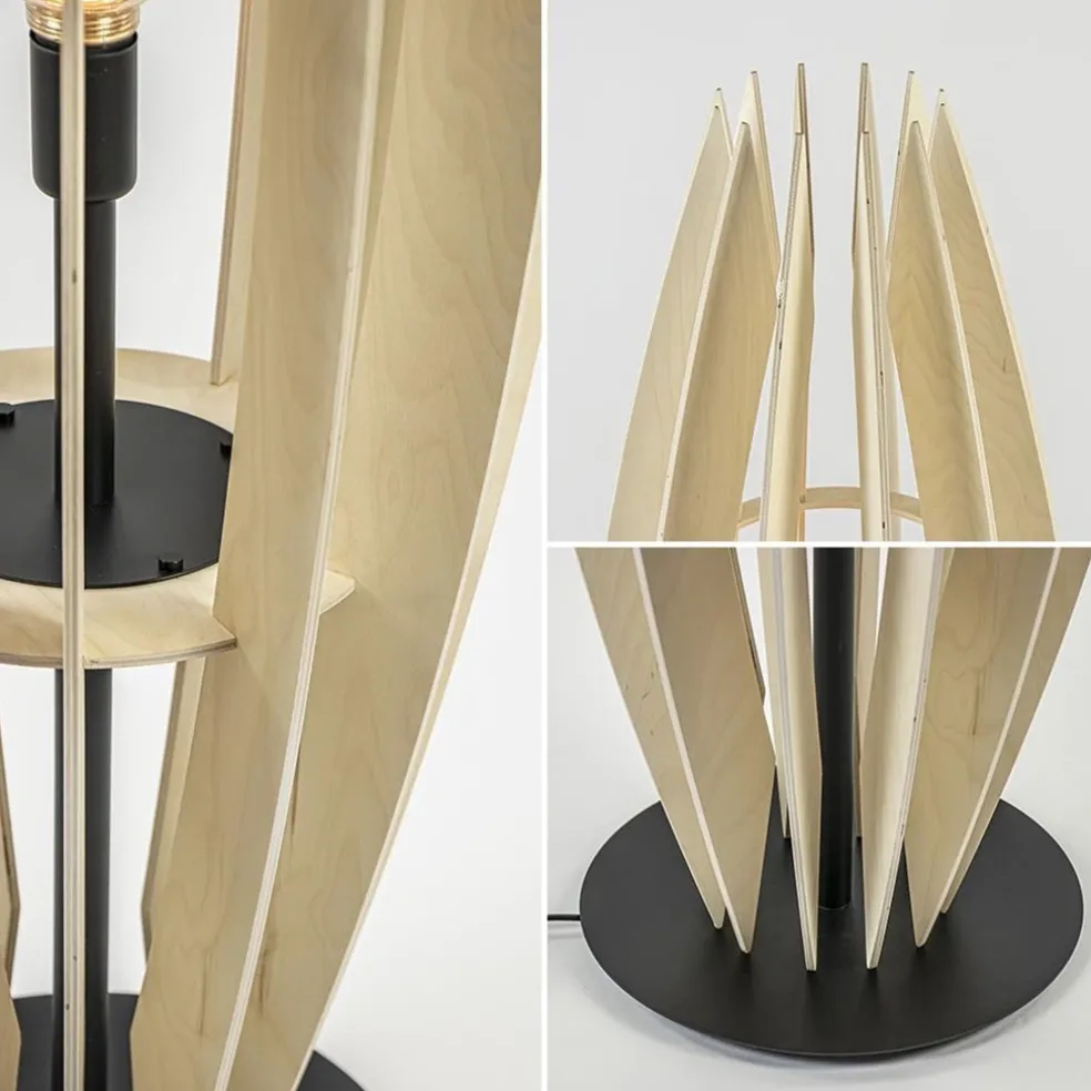 Fashion Straluma Grote vloerlamp blank hout met mat zwarte voet