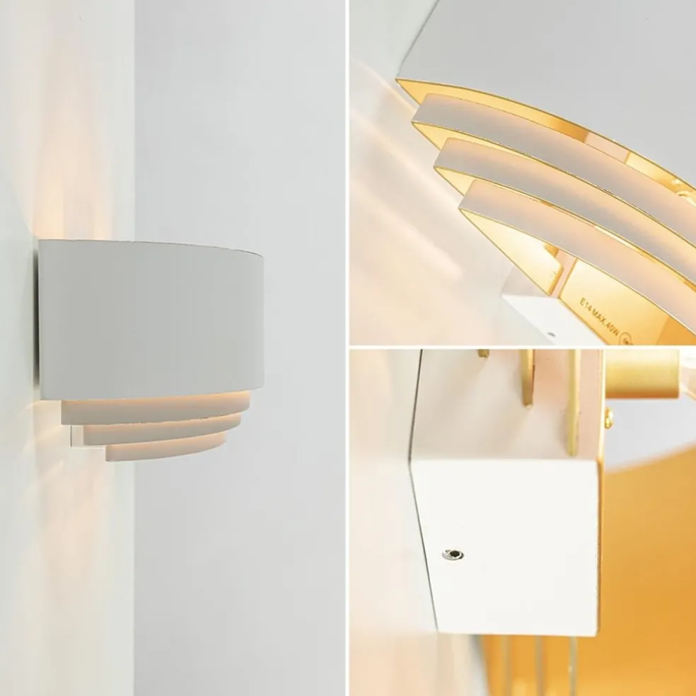 Online Straluma Half ronde wandlamp wit met goud
