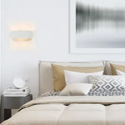 Online Straluma Half ronde wandlamp wit met goud