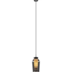 Fashion Straluma Hanglamp 1 lichts zwart/marmer met smoke glas