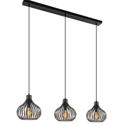 New Straluma Hanglamp Aglio 28cm 3L op balk zwart