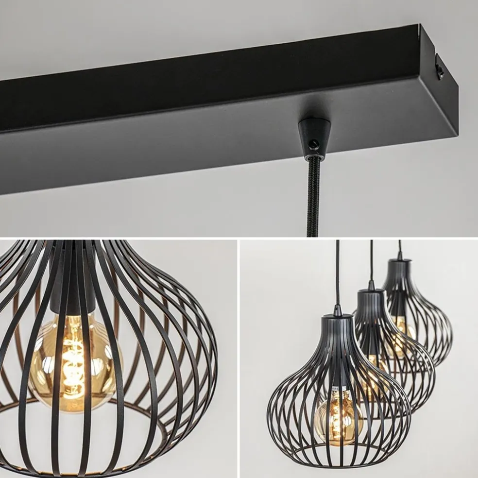 New Straluma Hanglamp Aglio 28cm 3L op balk zwart