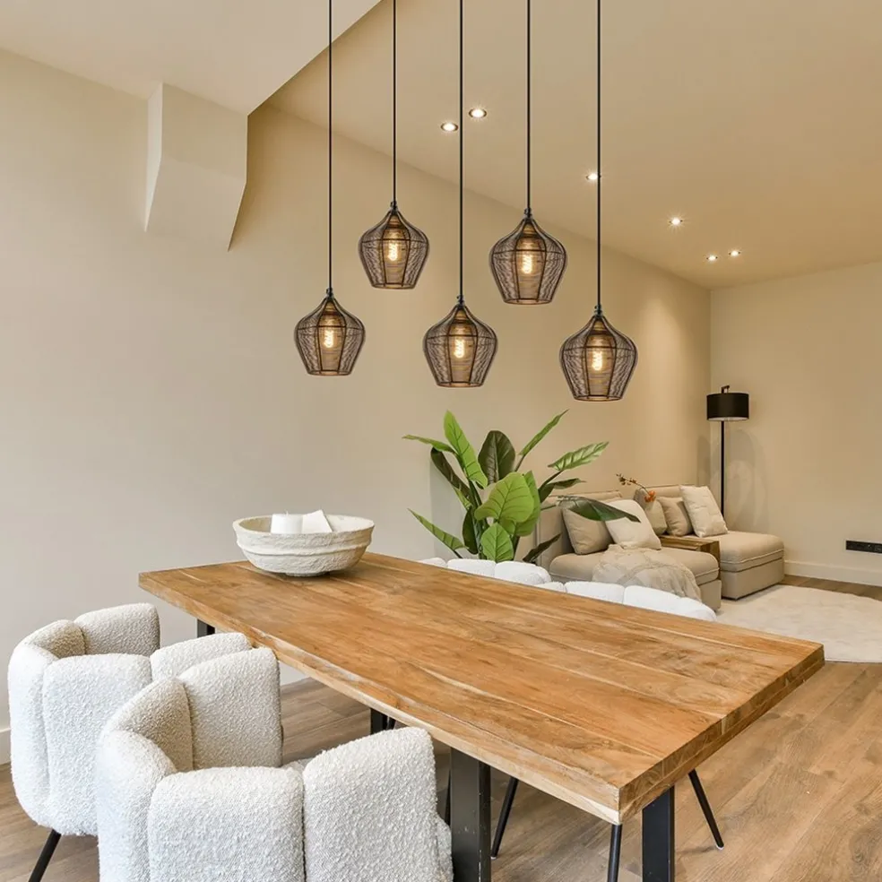Fashion Straluma Hanglamp Alvaro 5-lichts antiek brons