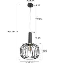 Fashion Straluma Hanglamp Aureole cilinder breed zwart