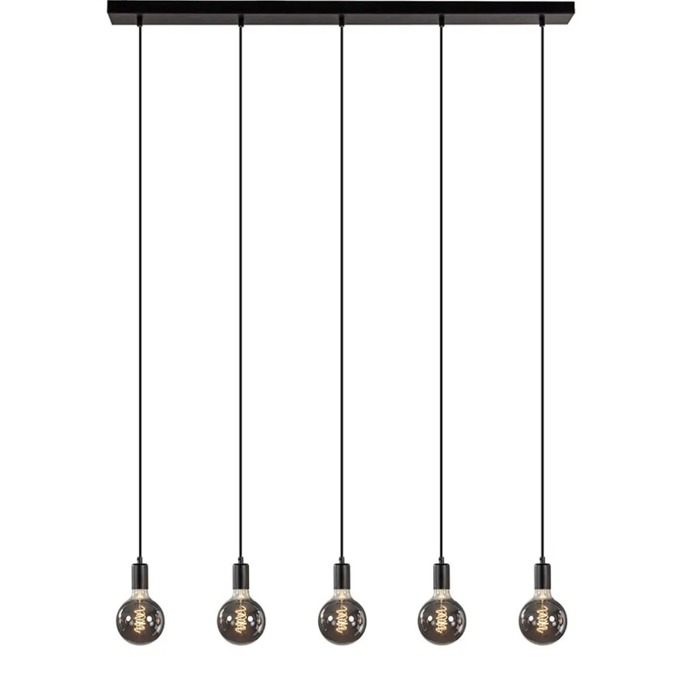 Online Straluma Hanglamp balk 110cm + 5x pendel zwart