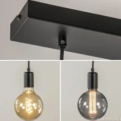 Online Straluma Hanglamp balk 110cm + 5x pendel zwart