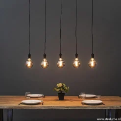 Online Straluma Hanglamp balk 110cm + 5x pendel zwart