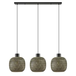Online Straluma Hanglamp balk 3L zwart + bamboe