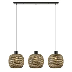 Online Straluma Hanglamp balk 3L zwart + bamboe