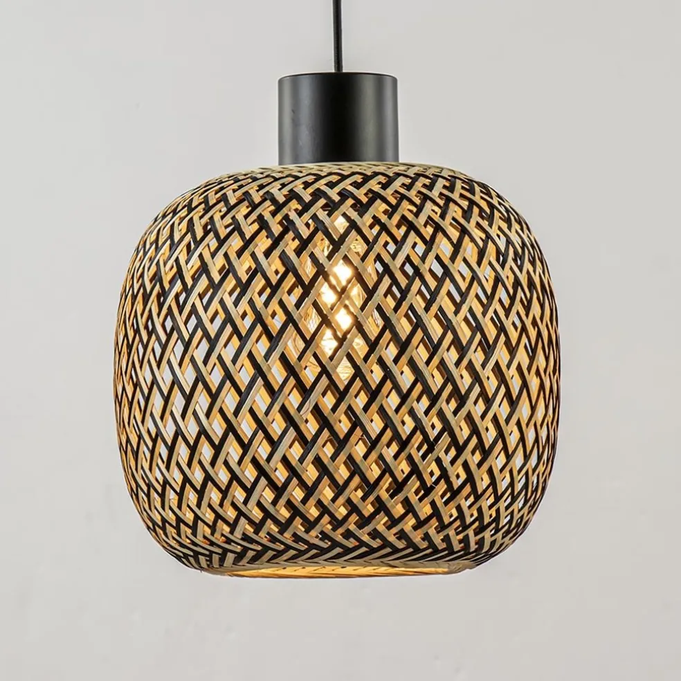 Online Straluma Hanglamp balk 3L zwart + bamboe
