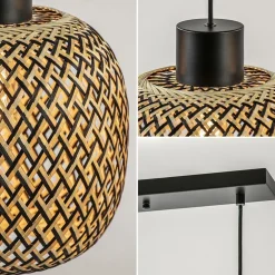 Online Straluma Hanglamp balk 3L zwart + bamboe