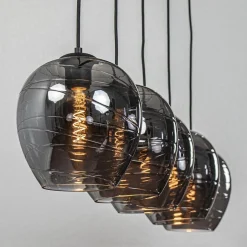 Fashion Straluma Hanglamp balk zwart 5-lichts smoke glas