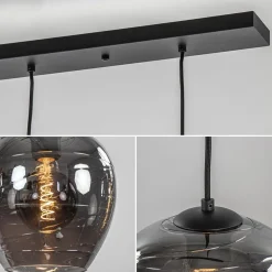 Fashion Straluma Hanglamp balk zwart 5-lichts smoke glas