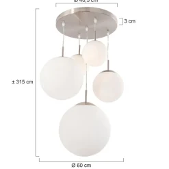 Outlet Straluma Hanglamp bol Bollique 5x glas wit