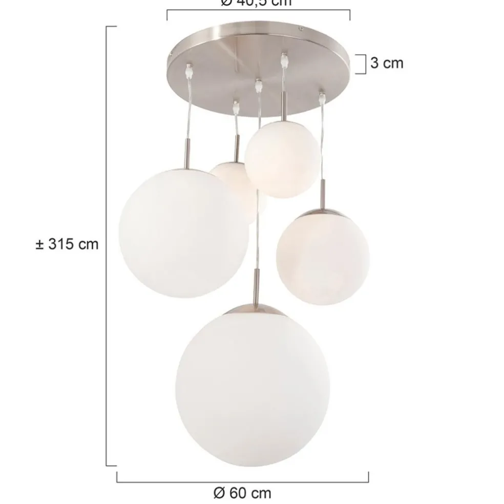 Outlet Straluma Hanglamp bol Bollique 5x glas wit
