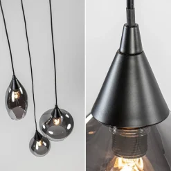 Clearance Straluma Hanglamp Cambio 3L rond zwart smoke glas