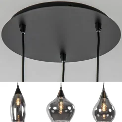 Clearance Straluma Hanglamp Cambio 3L rond zwart smoke glas
