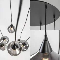 Sale Straluma Hanglamp Cambio 6L zwart + smoke glas mix