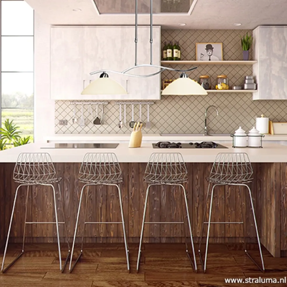 Cheap Straluma Hanglamp Capri staal/glas eettafel