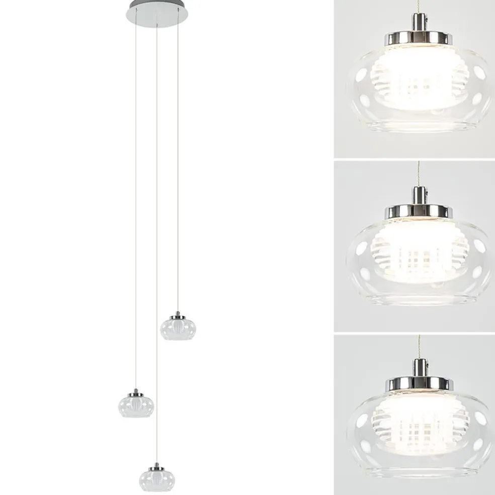 Fashion Straluma Hanglamp chroom/helder glas 3-lichts