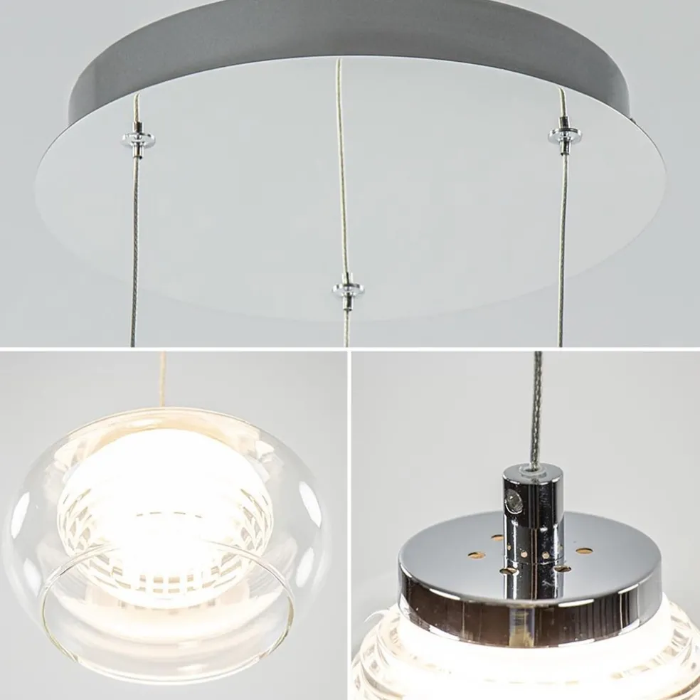 Fashion Straluma Hanglamp chroom/helder glas 3-lichts