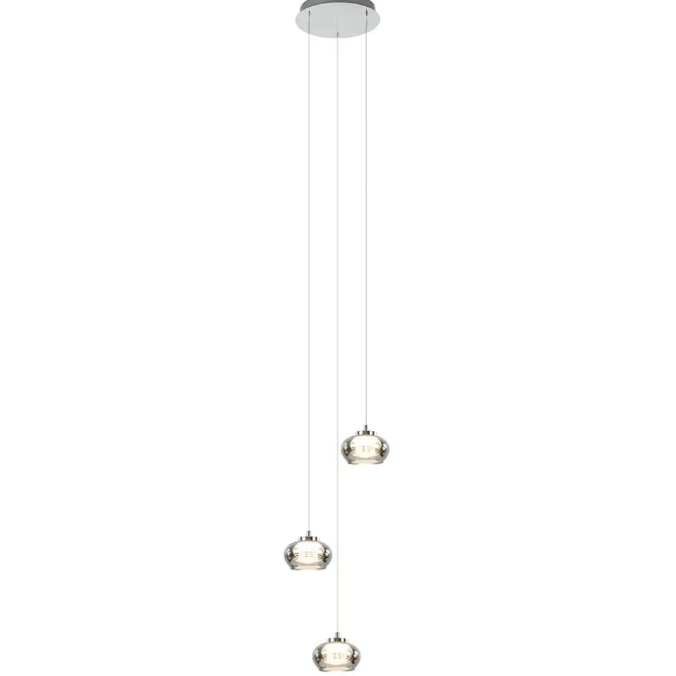 New Straluma Hanglamp chroom/smoke glas 3-lichts